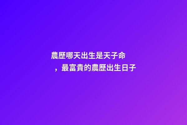 農歷哪天出生是天子命，最富貴的農歷出生日子